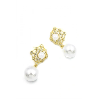 İncili Küpe - Altın