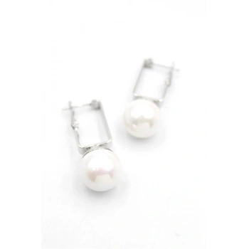 İncili Küpe - Beyaz