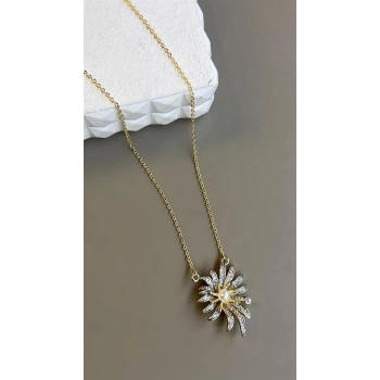 İncili Papatya Kolye - Altın