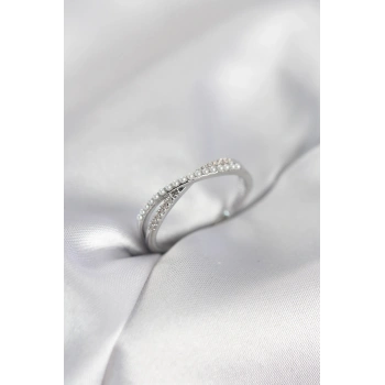 İncili ve Zirkon Taşlı Gümüş Renk Kadın Yüzük - TJ-BYK4106