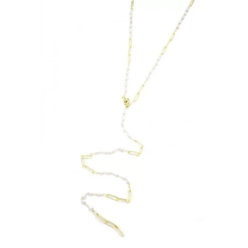 İncili Y Kolye - Altın