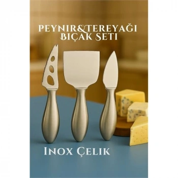 Inox Peynir Bıçağı Seti - Tereyağı Bıçağı Kahvaltı Seti Profesyonel Tasarım 304 Paslanmaz Çelik 722041