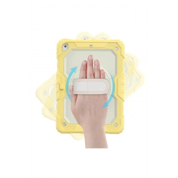 iPad 10.2 (7.nesil) Kılıf Strap New Tablet Kapak - Sarı
