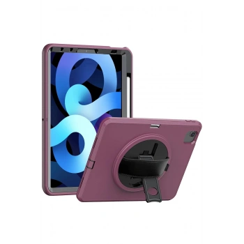 iPad 2022 10.9 (10.nesil) Kılıf Hand Strap Tablet Kılıfı - Mürdüm