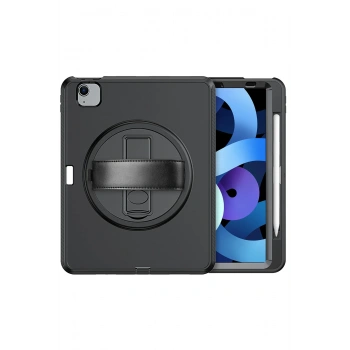 iPad 2022 10.9 (10.nesil) Kılıf Hand Strap Tablet Kılıfı - Siyah