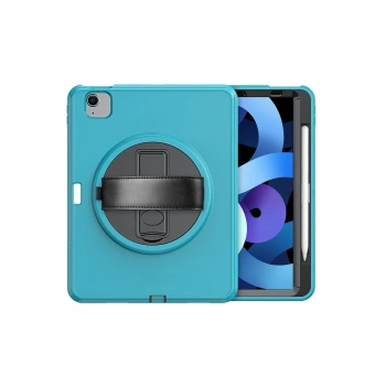 iPad 2022 10.9 (10.nesil) Kılıf Hand Strap Tablet Kılıfı - Turkuaz