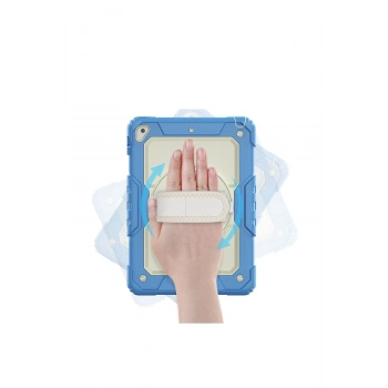 iPad 5 Air 9.7 Kılıf Strap New Tablet Kapak - Mavi