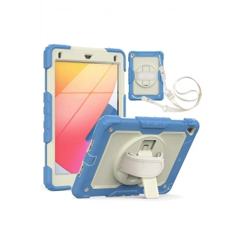 iPad 5 Air 9.7 Kılıf Strap New Tablet Kapak - Mavi