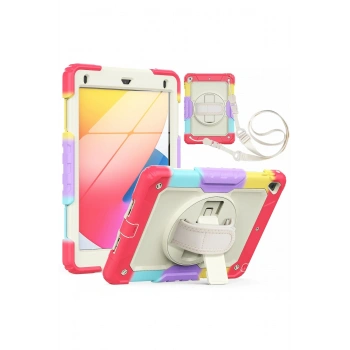 iPad 5 Air 9.7 Kılıf Tablet Rainbow Kapak - Kırmızı