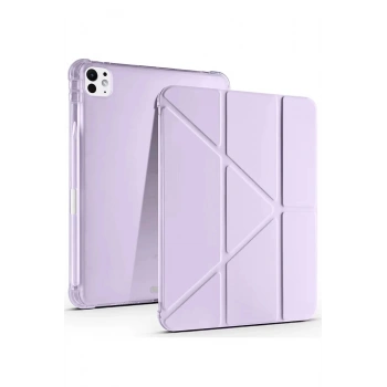 iPad Air 13 (2024) Kılıf Kalemlikli Mars Tablet Kılıfı - Açık Mor