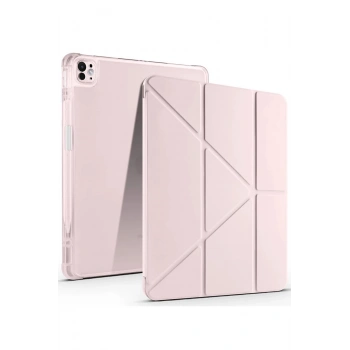 iPad Air 13 (2024) Kılıf Kalemlikli Mars Tablet Kılıfı - Rose Gold