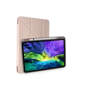 iPad Pro 11 (2021) Kılıf Kalemlikli Hugo Tablet Kılıfı - Rose Gold