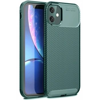 iPhone 11 Kılıf Auto Focus Karbon Kapak - Koyu Yeşil