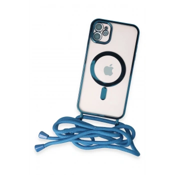 iPhone 11 Kılıf Divo Lazer Askılı Magsafe Kapak - Sierra Blue
