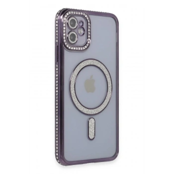 iPhone 11 Kılıf Joke Simli Magneticsafe Kılıf - Derin Mor