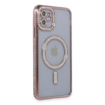iPhone 11 Kılıf Joke Simli Magneticsafe Kılıf - Pembe