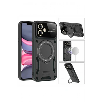 iPhone 11 Kılıf Joy Lens Standlı Kapak - Kırmızı
