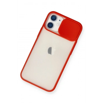 iPhone 11 Kılıf Palm Buzlu Kamera Sürgülü Silikon - Kırmızı