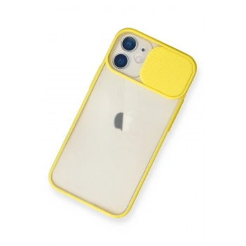 iPhone 11 Kılıf Palm Buzlu Kamera Sürgülü Silikon - Sarı