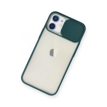 iPhone 11 Kılıf Palm Buzlu Kamera Sürgülü Silikon - Yeşil