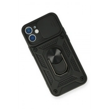 iPhone 11 Kılıf Pars Lens Yüzüklü Silikon - Siyah