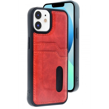 iPhone 11 Kılıf Sara Kartvizitli Deri Kılıf - Kırmızı