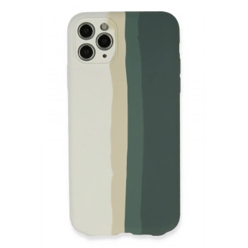 iPhone 11 Pro Kılıf Ebruli Lansman Silikon - Beyaz-Gri