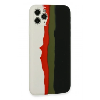 iPhone 11 Pro Kılıf Ebruli Lansman Silikon - Beyaz-Siyah