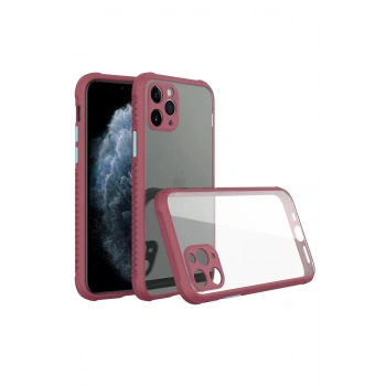 iPhone 11 Pro Kılıf Miami Şeffaf Silikon - Fuşya