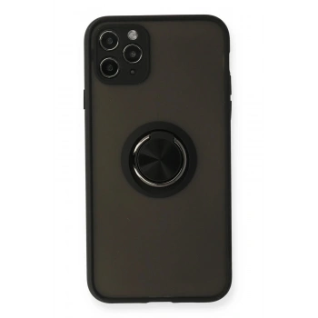 iPhone 11 Pro Kılıf Montreal Yüzüklü Silikon Kapak - Siyah