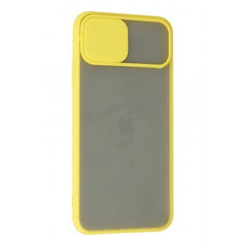 iPhone 11 Pro Kılıf Palm Buzlu Kamera Sürgülü Silikon - Sarı