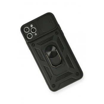 iPhone 11 Pro Kılıf Pars Lens Yüzüklü Silikon - Siyah