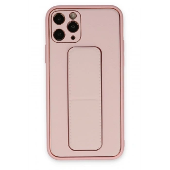 iPhone 11 Pro Max Kılıf Coco Deri Standlı Kapak - Pembe