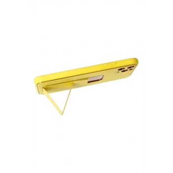 iPhone 11 Pro Max Kılıf Coco Deri Standlı Kapak - Sarı