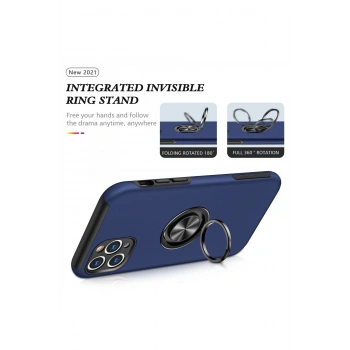 iPhone 11 Pro Max Kılıf Elit Yüzüklü Kapak - Lacivert