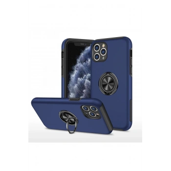 iPhone 11 Pro Max Kılıf Elit Yüzüklü Kapak - Lacivert