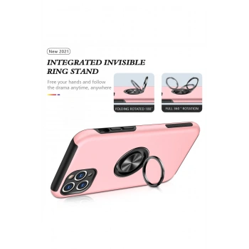 iPhone 11 Pro Max Kılıf Elit Yüzüklü Kapak - Pembe