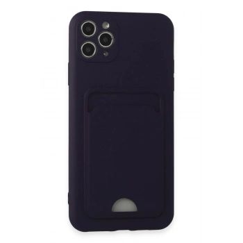 iPhone 11 Pro Max Kılıf Kelvin Kartvizitli Silikon - Derin Mor