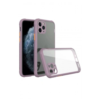 iPhone 11 Pro Max Kılıf Miami Şeffaf Silikon - Açık Mor