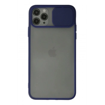 iPhone 11 Pro Max Kılıf Palm Buzlu Kamera Sürgülü Silikon - Lacivert