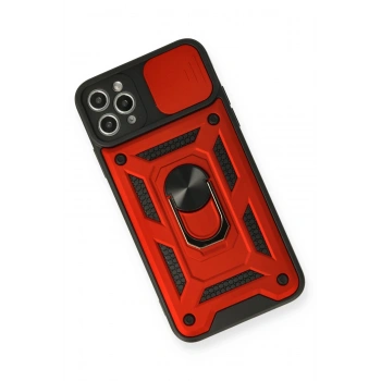 iPhone 11 Pro Max Kılıf Pars Lens Yüzüklü Silikon - Kırmızı