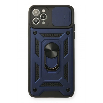 iPhone 11 Pro Max Kılıf Pars Lens Yüzüklü Silikon - Lacivert