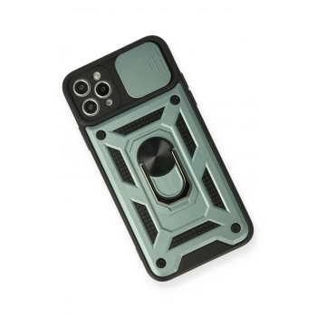 iPhone 11 Pro Max Kılıf Pars Lens Yüzüklü Silikon - Yeşil