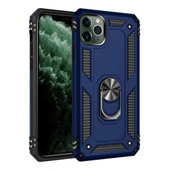 iPhone 11 Pro Max Kılıf Sofya Yüzüklü Silikon Kapak - Lacivert