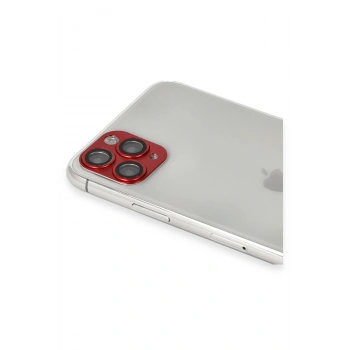 iPhone 11 Pro Max Pers Alüminyum Kamera Lens - Kırmızı