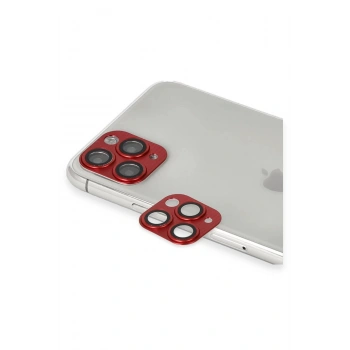 iPhone 11 Pro Max Pers Alüminyum Kamera Lens - Kırmızı