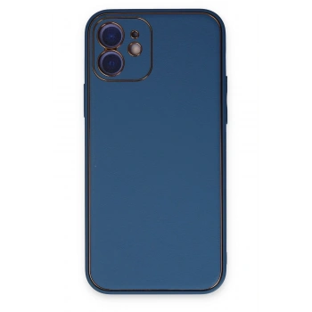 iPhone 12 Kılıf Coco Deri Silikon Kapak - Açık Mavi