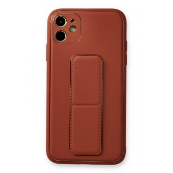 iPhone 12 Kılıf Coco Deri Standlı Kapak - Fuşya