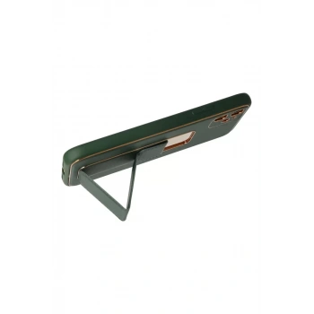 iPhone 12 Kılıf Coco Deri Standlı Kapak - Yeşil