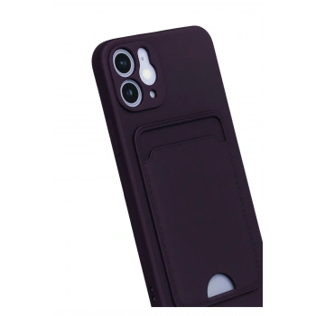 iPhone 12 Kılıf Kelvin Kartvizitli Silikon - Derin Mor